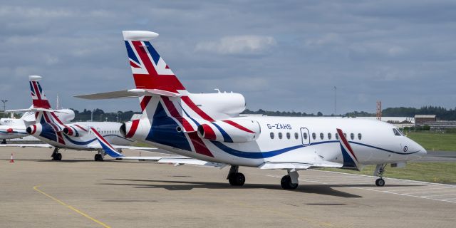 G-ZAHS — - British Royal Falcon 900LX taxiing for departure from Southampton UK. 2nd backup Falcon 900LX G-ZABH behind
