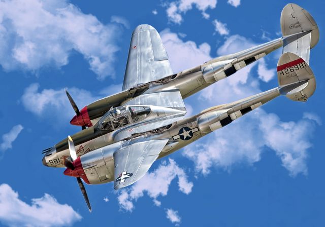 Lockheed P-38 Lightning (NL7723C) - Lockheed P-38 Over Chino, Ca