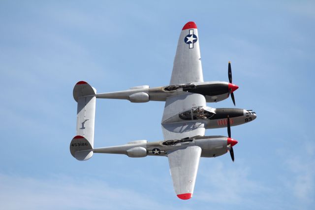 Lockheed P-38 Lightning — - P-38 Lightning flyby Chino Planes of Fame Airshow 2018