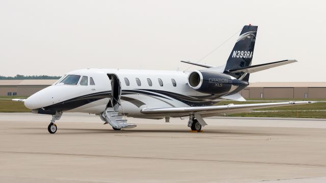 Cessna Citation Excel/XLS (N393RA) - Aero Charters Cessna Citation XLS+ sits on the ramp at La Porte Municiple Airport.