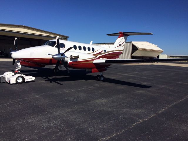 Beechcraft Super King Air 200 (N777AW) - In front of hanger at Coulter Feild Bryan Texas