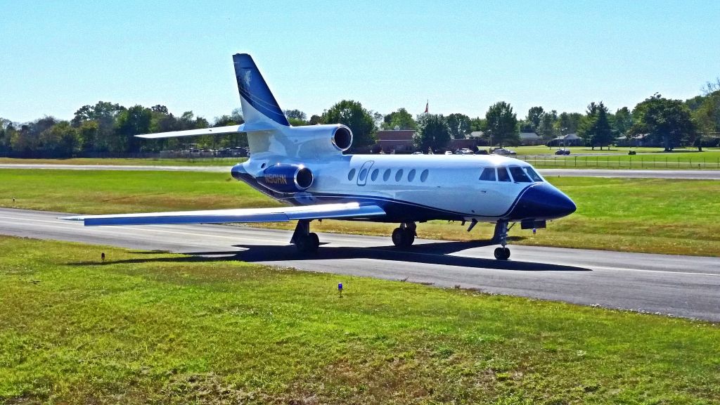 Dassault Falcon 50 (N50HN) - Photo captured at runway 19, Lebanon Municipal Airport.