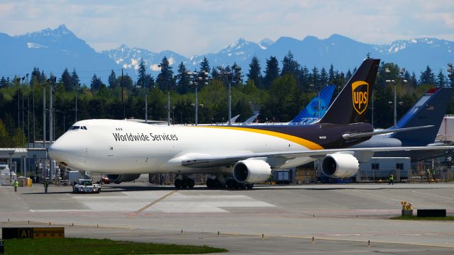 BOEING 747-8 (N615UP) - UPS9105 being towed from the Boeing delivery center for engine start and its delivery flight to KSDF on 4.30.19. (ln 1553 / cn 64261).