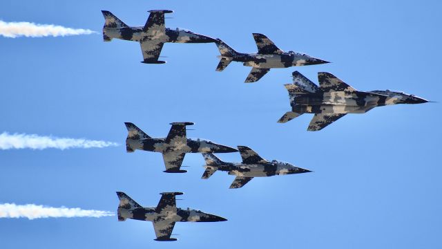 MIKOYAN MiG-33 (N29UB) - The Polaris team bringing it over show center during the Friday airshow. br /br /7/28/23