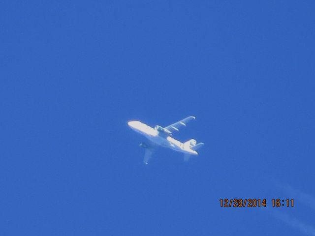 Airbus A319 (N908FR) - Frontier flight 423 from ATL to DEN over Southeastern Kansas at 38,000 feet.