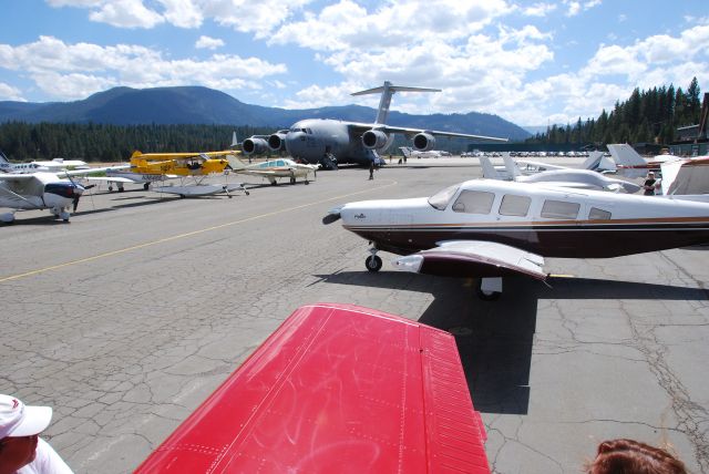 Beechcraft Bonanza (33) (N8943U) - Landing at South Lake Tahoe during the airshow...Nice!!