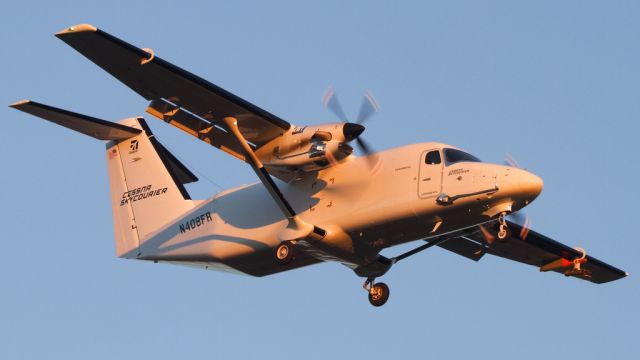 CESSNA 408 SkyCourier (N408FR) - Serial number 408-0001 arrives at Akron Canton just prior to sunset!