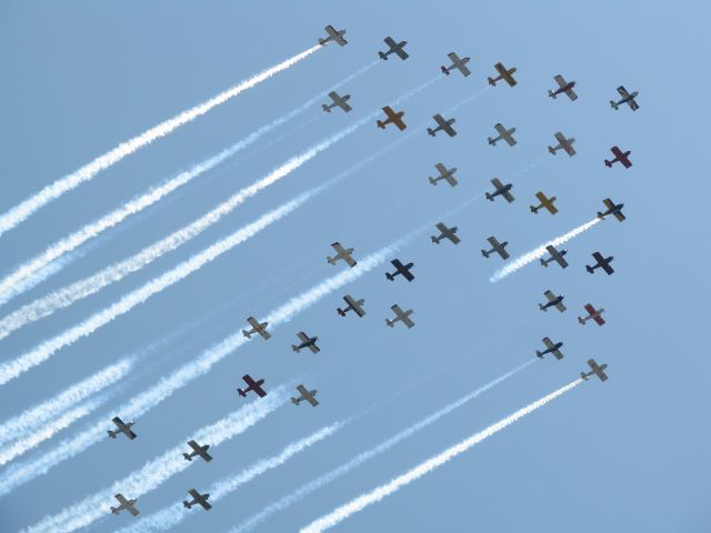 — — - RV formation at AirVenture 2009, 36 planes.