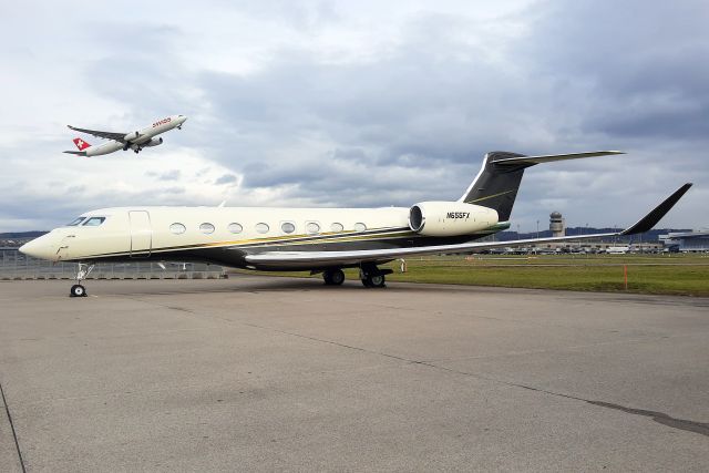 Gulfstream Aerospace Gulfstream G650 (N655FX) - Flexjet Gulfstream G650ER parked on the Whiskey ramp on 16-Jan-23 on a three-night visit, departing to LEBL next day as LXJ655.