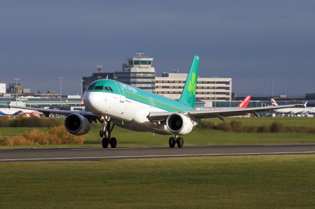 Airbus A320 (EI-DEM) - EI203 making a late departure back to DUB, possibly affected by the bad weather in the area at the time.