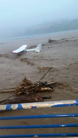 Cessna Skyhawk (N75742) - Melvin Hall Airportt, Dominica. Hurricane Erika. 