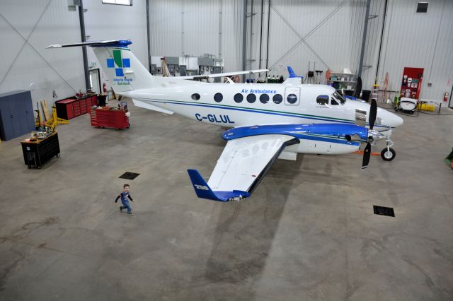 Beechcraft Super King Air 200 (C-GLUL) - C-GLUL Alberta Air Ambulance in its new hanger CYXH