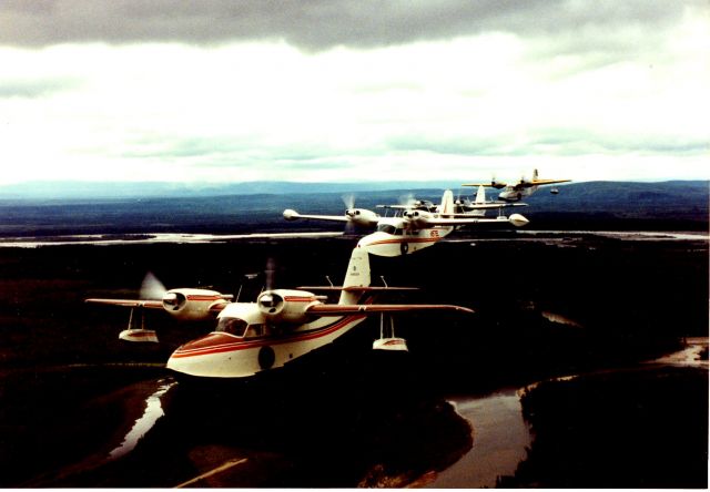 Grumman G-44 Widgeon (N575L) - Formation of Grumman Widgeon flying out of Fairbanks Alaska