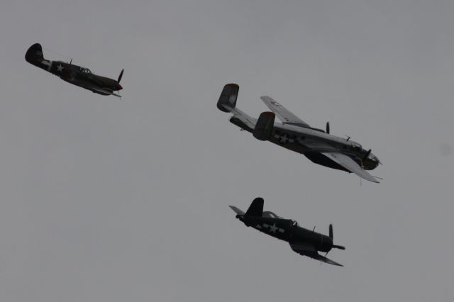 North American TB-25 Mitchell (N2825B) - B-25 leading the way as part of a flight display at the Beverly Air Show, September 2018.