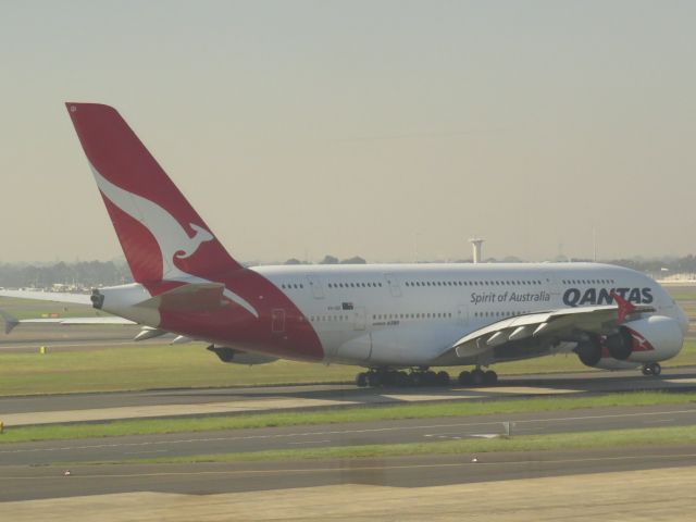 Airbus A380-800 (VH-OQI) - VH-OQI taxiing out for departure to Dallas/Fort Worth.