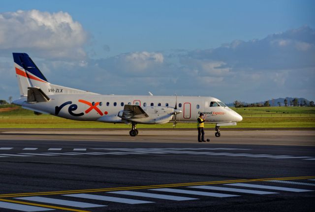 Saab 340 (VH-ZLX) - You can just see the whole 192 m of Mount Gambier in the distance! Propeller looks close too