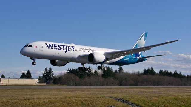 Boeing 787-9 Dreamliner (C-GUDO) - BOE042 on short final to Rwy 34L to complete a B1 flight on 3.1.19. (ln 815 / cn 64976).