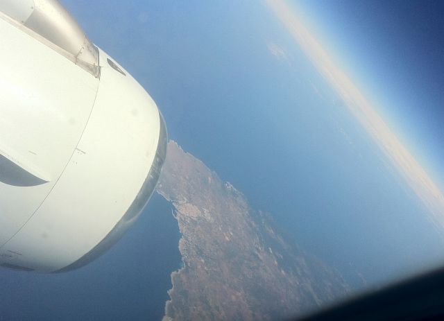 Airbus A320 — - Over the mediterranean. Island between Italy and Majorca