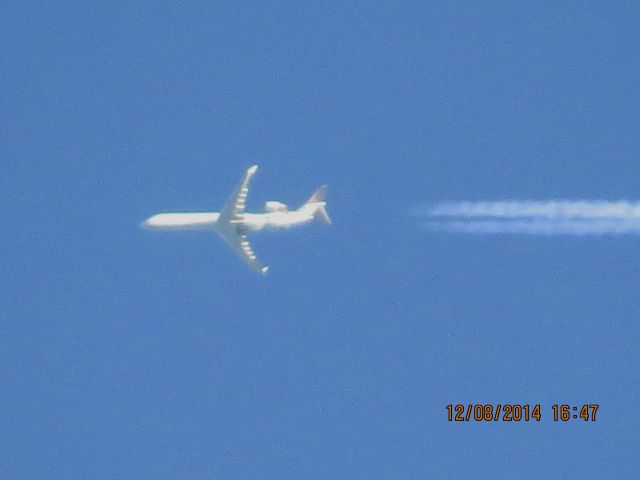 Canadair Regional Jet CRJ-700 (N543EA) - American Eagle flight 3101 from OKC to ORD over Southeastern Kansas at 36,000 feet.