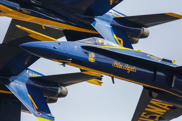 McDonnell Douglas FA-18 Hornet — - Blue Angels in very tight formation with two aircraft upright and two inverted. Amazing close up shot with a Canon 800mm lens. Questions about this photo can be sent to Info@FlewShots.com