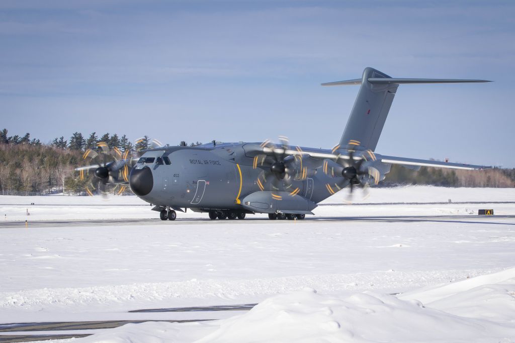 — — - RAF A400M taxiing on Alpha for departure from KBGR.