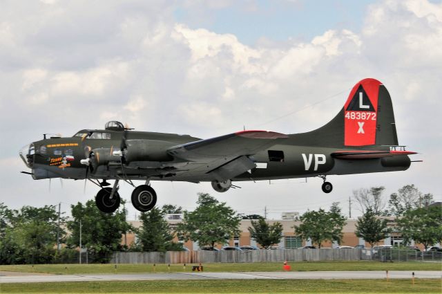 Boeing B-17 Flying Fortress — - Nice 1945 build B-17 shown arriving Greenwood Indiana Airport, runway 18 on 06-12-17