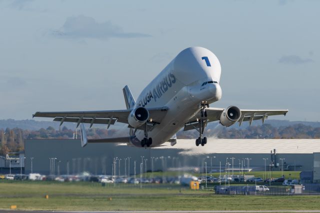 SATIC Super Transporter (F-GSTA) - Airbus Beluga departure from CEG-chester-08.11.19