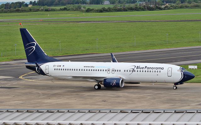 Boeing 737-800 (EI-GIM) - blue panorama b737-86q ei-gim arriving in shannon from halifax on delivery 22/5/19.