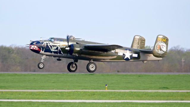 North American TB-25 Mitchell (N5672V) - B-25J-35 Bettys Dream (SN 45-8835) on rotation from Rwy 20 for a flight to Wright Field on 4.17.17. The event was the 75th anniversary of the Doolittle Raid and was held at Wright-Patterson AFB.