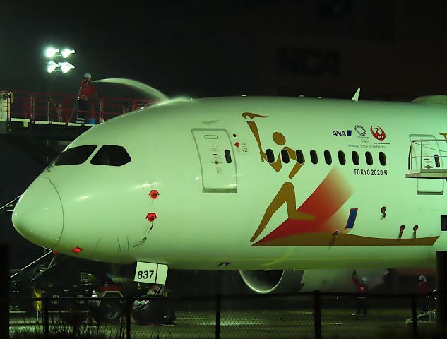 Boeing 787-8 (JA837J) - I took this picture on Apr 28, 2020.br /"Washing at 4 a.m."