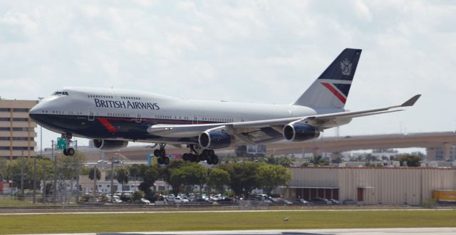 Boeing 747-400 (G-BNLY) - Landing at Miami International on the afternoon of the 12th of April, 2019.