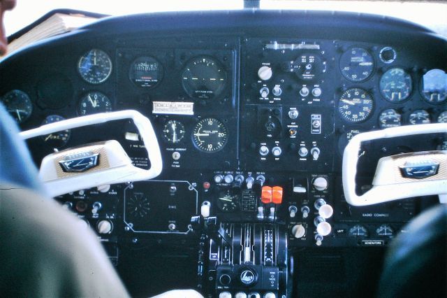 Cessna 310 (VH-REL) - Cockpit of CSIRO C310 , circa 1958