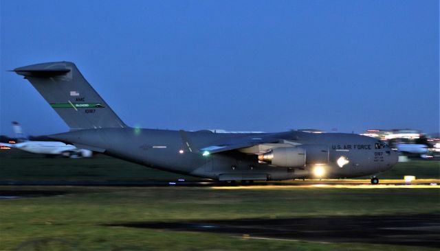 01-0187 — - "rch855" usaf c-17a 01-0187 arriving in shannon 3/12/20.