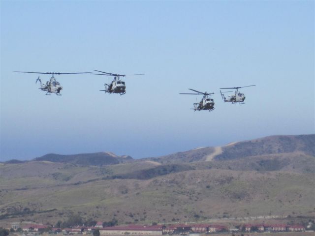 BELL UH-1Y — - Formation of 2 Hueys (UH1Y) & 2 Cobras (AH1W)over Camp Pendleton, Ca   July 2011