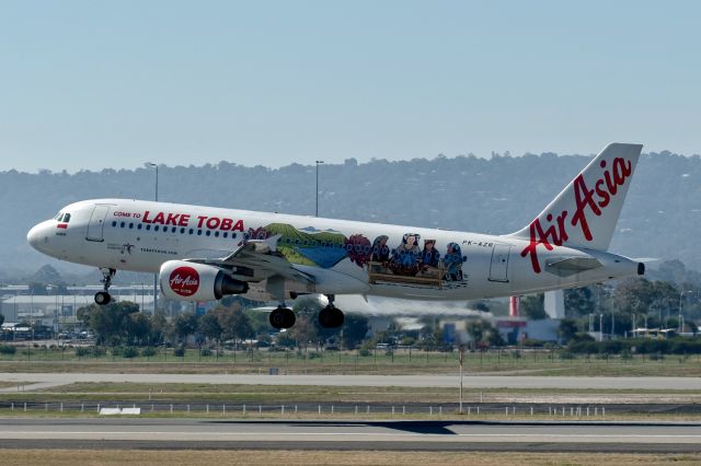 Airbus A320 (PK-AZR) - A320-216 sn 3818. AirAsia PK-AZR promoting Lake Toba rwy 03 arrival YPPH 22 April 2023