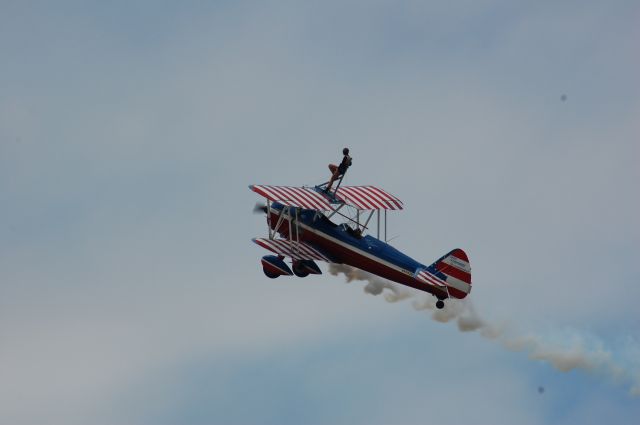 Boeing PT-17 Kaydet — - Wing-walk acro at DYS.