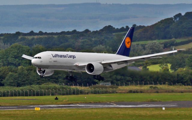 D-ALFA — - lufthansa cargo b777f d-alfa about to land at shannon 18/8/14.