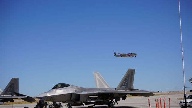Lockheed F-22 Raptor — - B25 FLYING OVER A F22