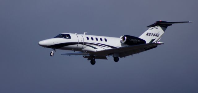 Cessna Citation CJ4 (N824NE) - About to touch down is this brand new Cessna 525C Citation CJ4 in the Winter of 2024.