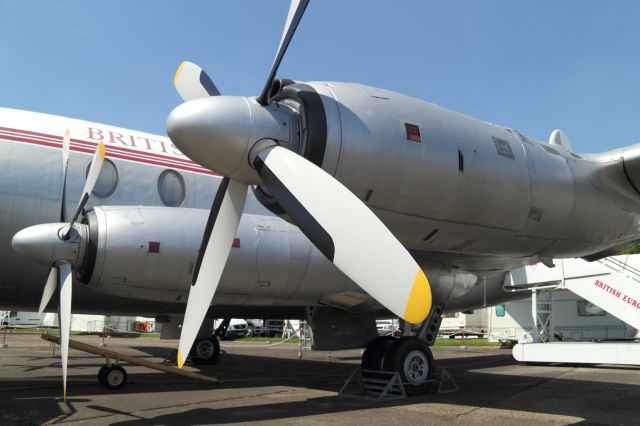 — — - Rolls Royce Dart Turboprops on the Vickers Viscount, on static display at Duxford Air Museum.