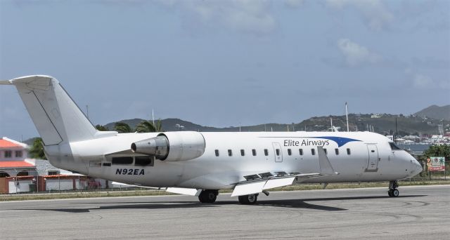 Canadair Regional Jet CRJ-200 (N92EA) - For the first time to St Maarten its Canadair Regional Jet CRJ-200 N92EA Elite Airways airlifting a AMI 30-member medical team to the island due to the COVID-19 pandemic.