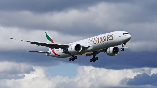 BOEING 777-300 (A6-ENP) - BOE212 on final to Rwy 16R to complete a flight test on 4/22/14. (LN:1193 / cn 41362).