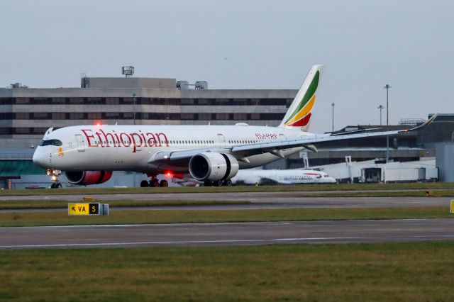 Airbus A350-900 (ET-ATY) - ET728 slowing after arriving from ADD, via GVA.  This service uses the A359 after starting with the B788. 