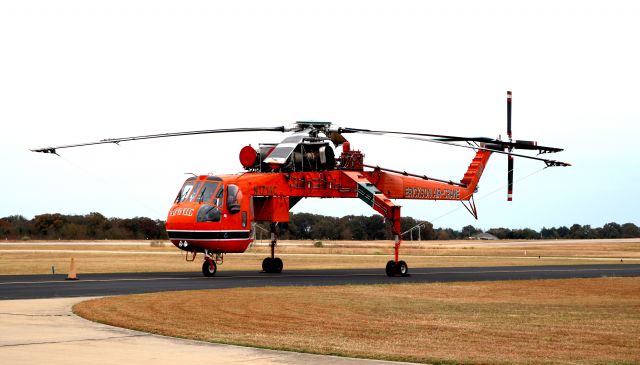 Sikorsky CH-54 Tarhe (N1714C) - An Ericson Sky Crane made a weather-related stop in Greenville Texas.