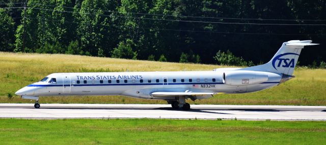 Embraer ERJ-145 (N832HK) - Trans States house livery! I want to like it, but the big "TSA"... oh well.  From the RDU observation deck, 6/4/18.