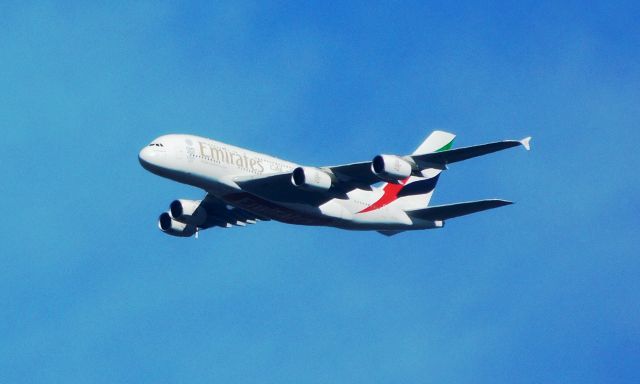 Airbus A380-800 (A6-EOH) - 6 miles ENE of Dulles enroute from DXB to IAD 8-15-2016.