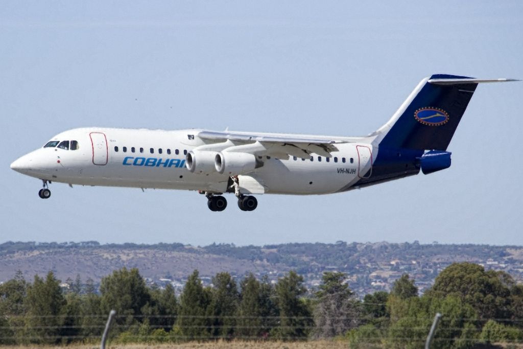 British Aerospace BAe-146-300 (VH-NJH) - About to put down on runway 05. Thursday, 4th April 2013.