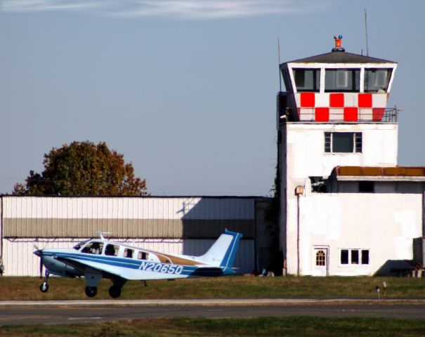 Beechcraft Bonanza (36) (N2065Q) - Shown departing is this 1979 Beechcraft Baron A36 in the Autumn of 2021.