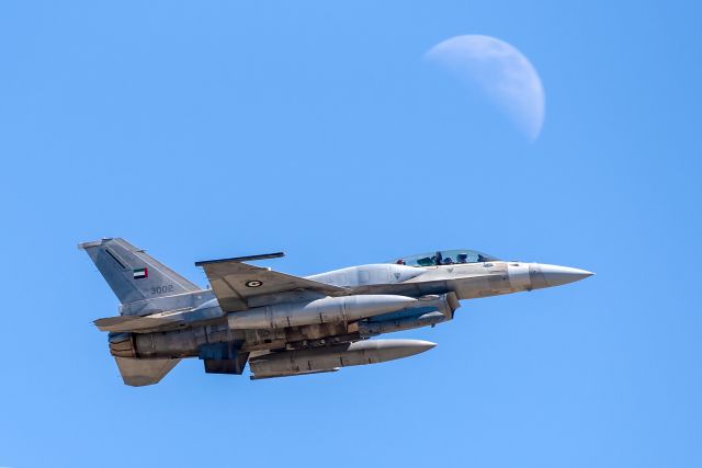 Lockheed F-16 Fighting Falcon (3002) - An F-16F Desert Falcon of the UAEAF departs NAS Fort Worth JRB on a test flight.