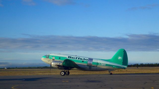 CURTISS Commando (C-FAVO) - Beautiful Day in Yellowknife. Photo taken many years ago. Around 2008 I think. Its amazing that this Plane still works at that time. I have not seen the plane in a few years. Anyone know if it still works?.